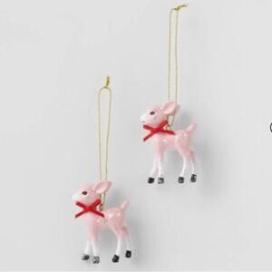 2ct Retro Small Deer Christmas Tree Ornament Set - Wondershop set of 2